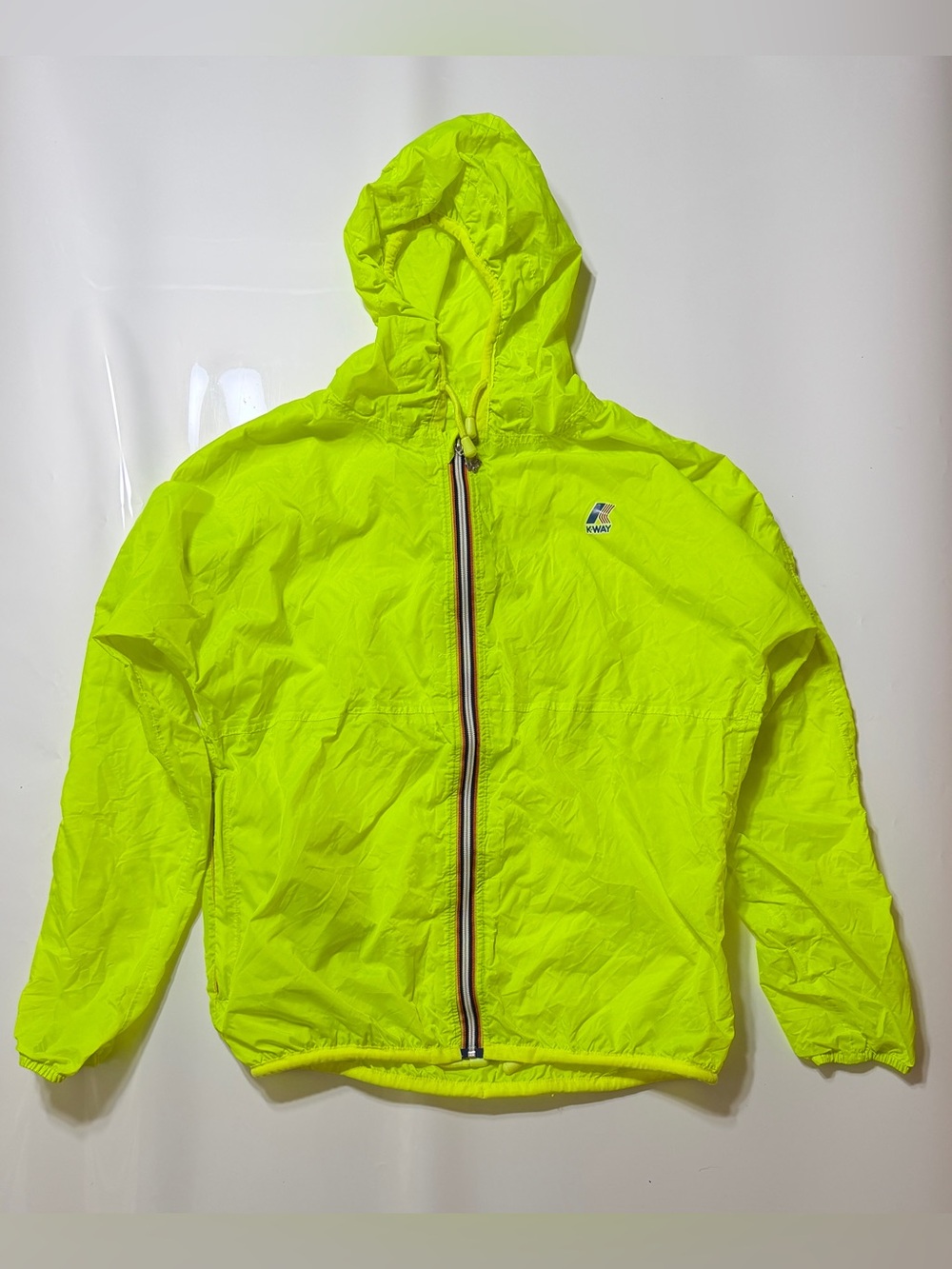 K-Way Neon Yellow Hooded Windbreaker